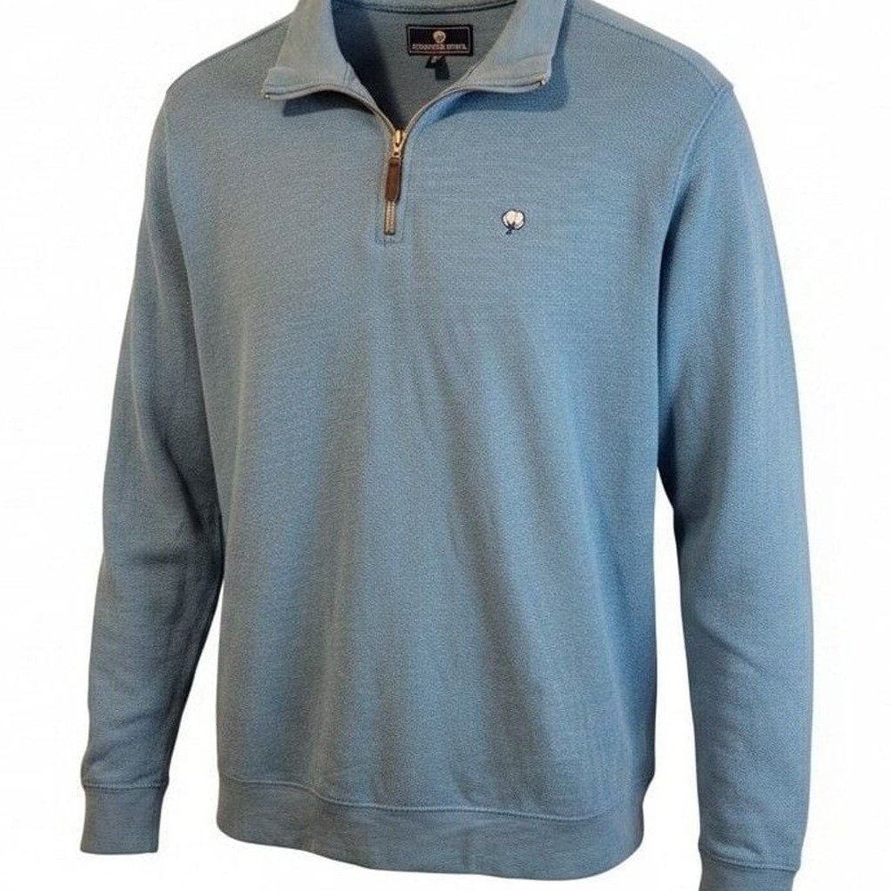 Southern Shirt Company Pique Knit Pullover in Steel Blue Size L